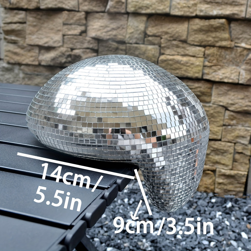 Meltique | Zilverkleurige gesmolten disco bal sculptuur - gespiegeld glas smelten bal, Decoratief Ornament voor in Huis