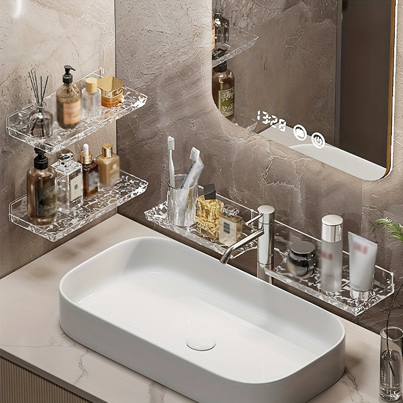 LuxeNook | Wand gemonteerde badkamer wastafel plank met holle drainage, Plastic opslag voor badkamer organisatie