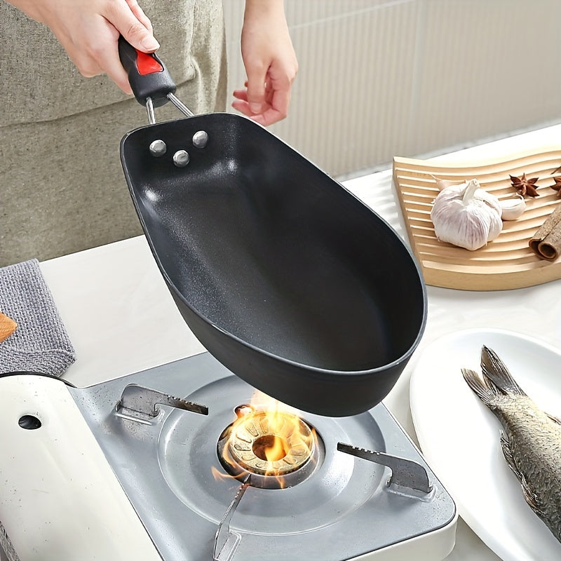 SizzleFish | Antiaanbakpan voor vis met snelle warmtegeleiding, visvormig lichaam, deksel en spatel