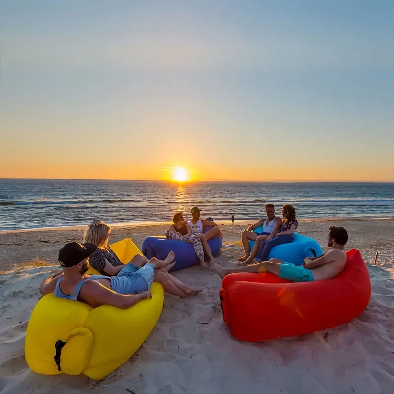 BlissFloat | Opblaasbaar Buiten Luchtbed - Draagbare Luchtbank voor Strand, Kamperen & Reizen