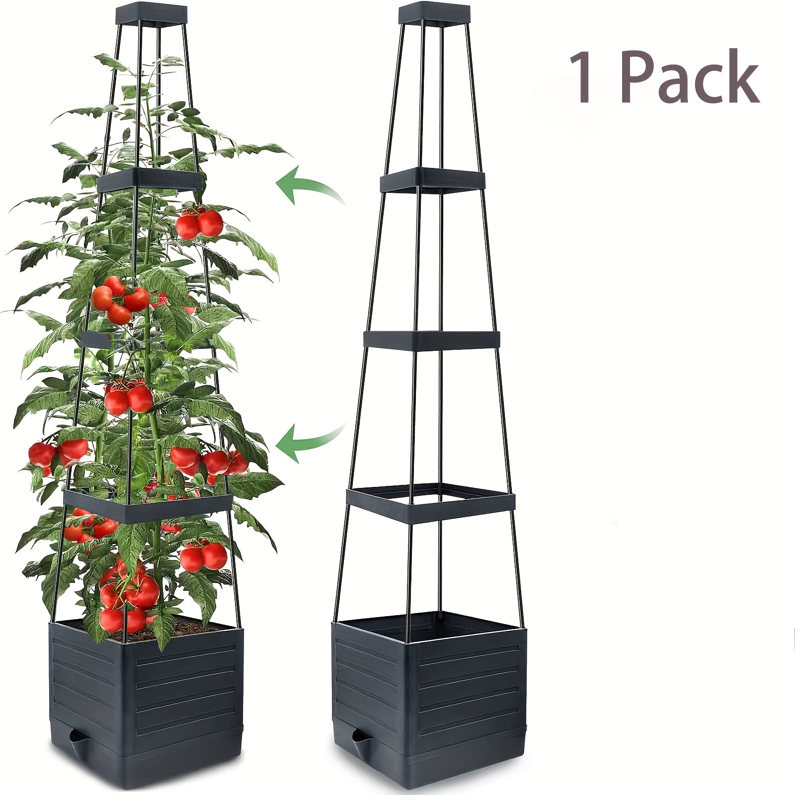 GridGrow | Zelfbewaterende Tomatenplantbox – Duurzame Plastic Vierkante Plantenbak