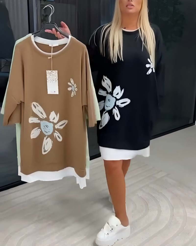 Arlira | Casual Jurk – 3/4 Mouwen, 2-Lagen Design, Comfortabel & Stijlvol