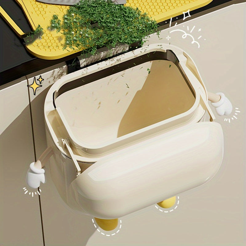 HappyBin | Stijlvolle afvalbak en opbergmand voor aan de muur, lekvrij, grote opening, cartoonontwerp