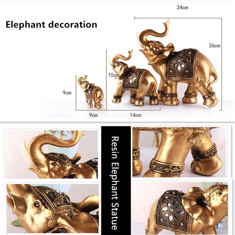 TrunkLuxe | Stralende Gouden Olifant Hars Sculptuur