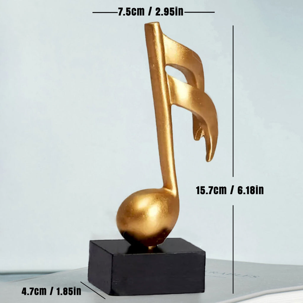 MusicPeak | Bacholdi Muziekfiguurtje – Hars Muzieksculptuur, G-sleutel & Noten, Decoratie voor op Tafel