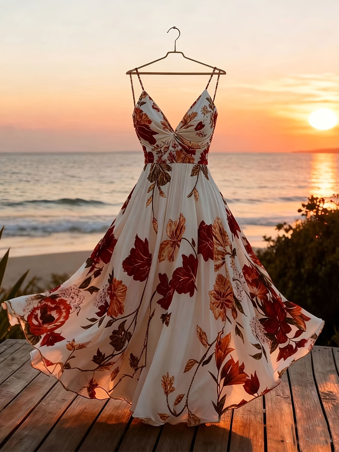 Greya | Zomerjurk voor dames – Midi-jurk met bloemenprint, mouwloos, voor op het strand