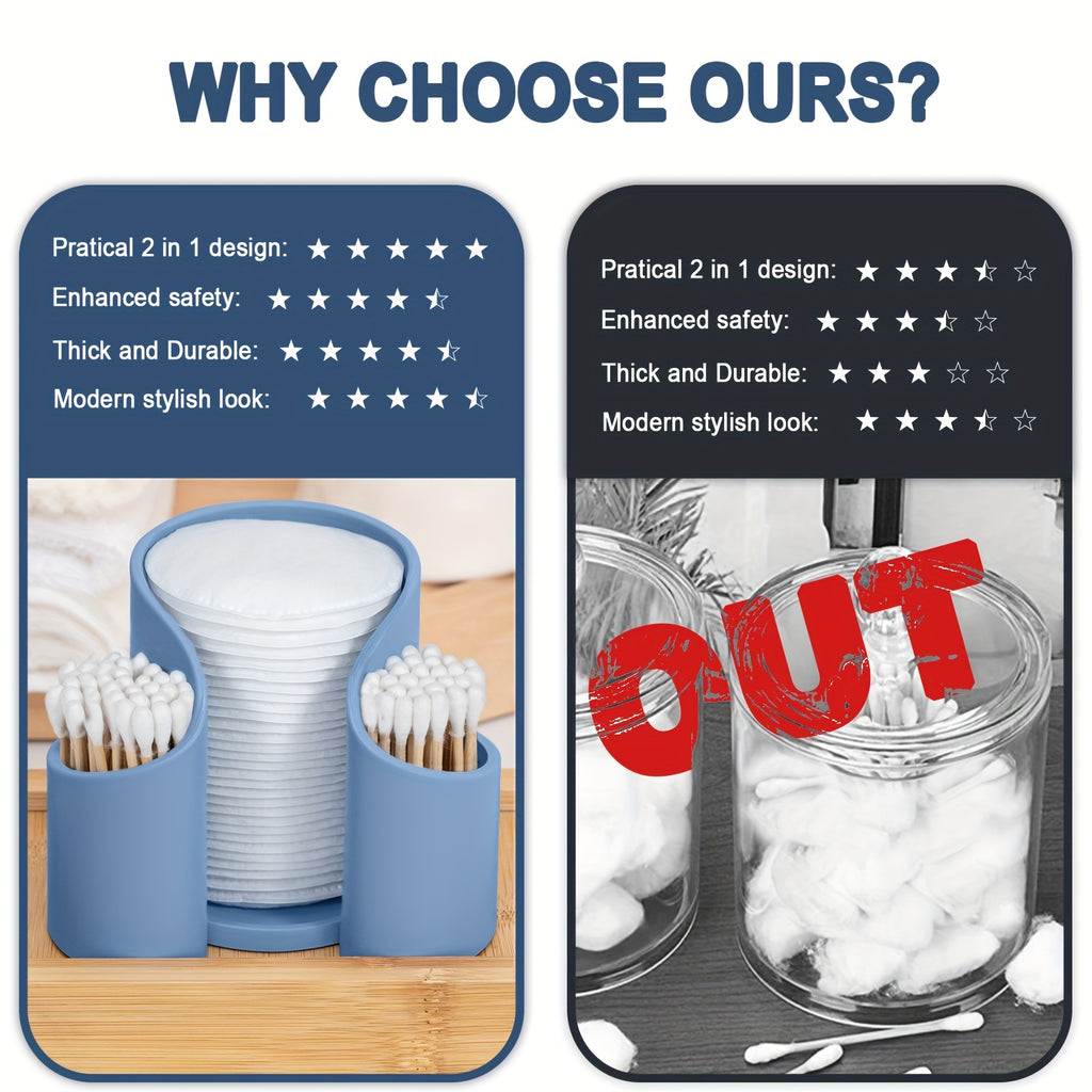 QubeCase | Badkamer wattenschijfje & Q-Tip Dispenser Opbergvak - Aanrecht make-up houder