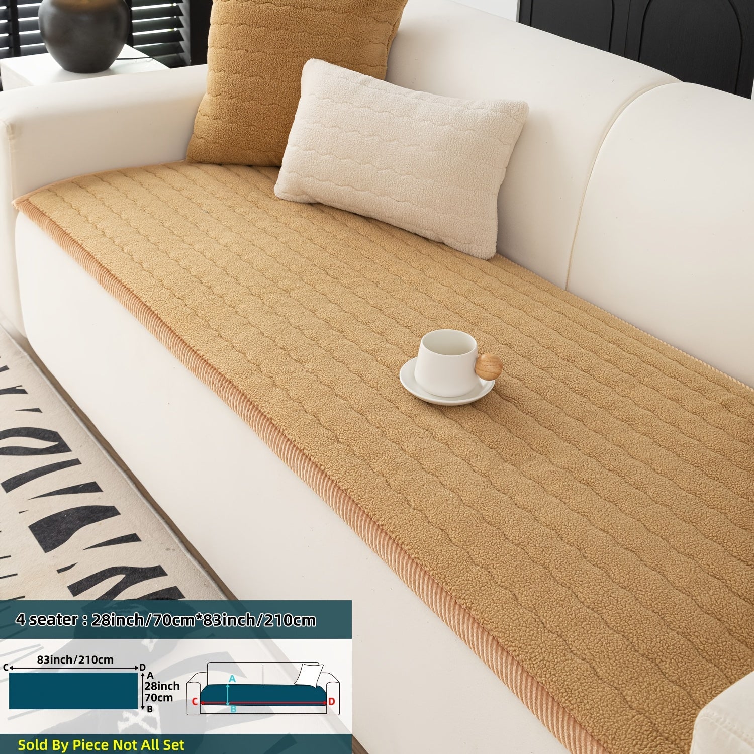 SnugWrap | Slipvaste Sofa Overtrek van Dik Pluche - Machinewasbaar, Huisdiervriendelijke Bankbeschermer voor de Woonkamer
