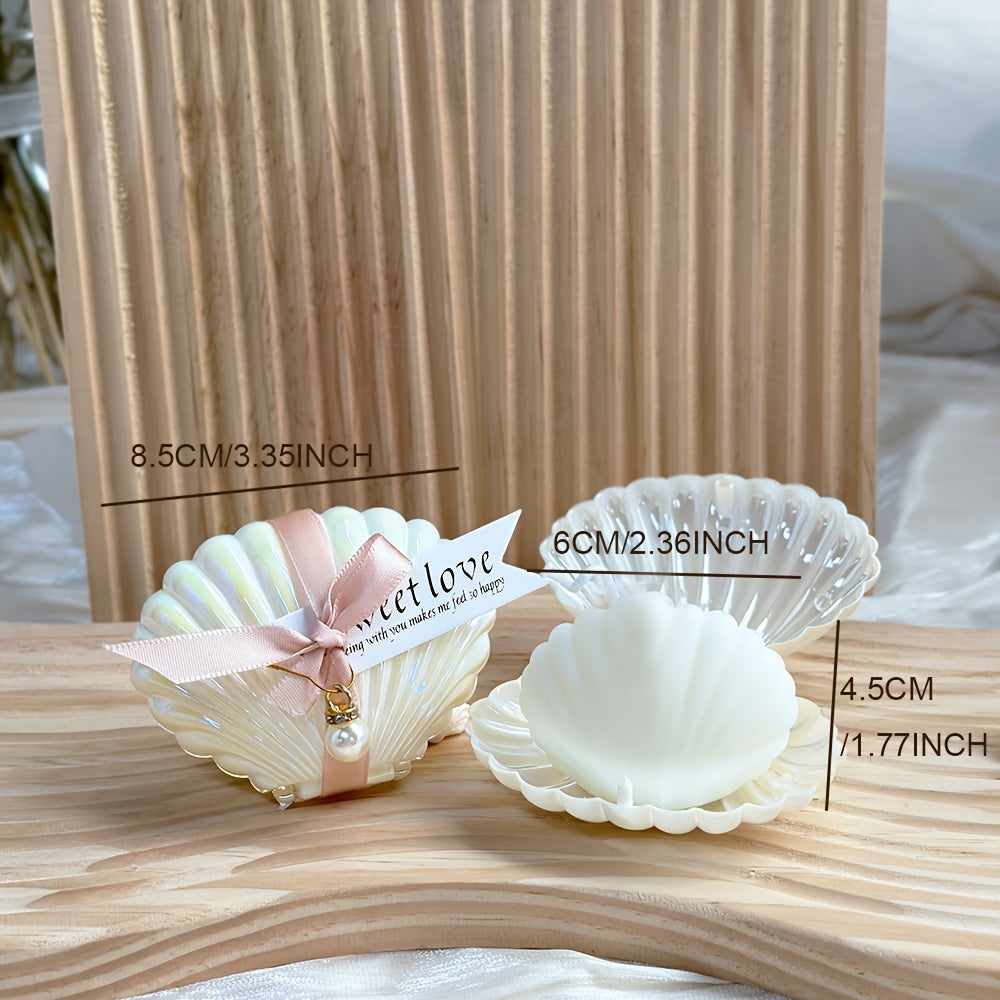 Pearlaura | 10-delige Schelp Sojawas Kaarsenset - Freesia Geurend, Parel & Roze Lint Favors