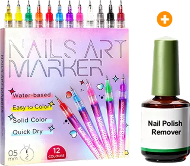 Nailixa | 12-kleuren nagelkunstpenset – Precisie-nagelontwerpmarkers