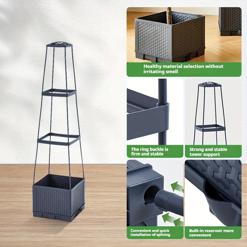 GridGrow | Zelfbewaterende Tomatenplantbox – Duurzame Plastic Vierkante Plantenbak