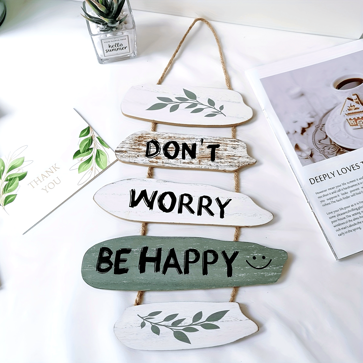 HappyRoots | Rustiek houten bord - 'Don't Worry, Be Happy' - Inspirerende muurdecoratie