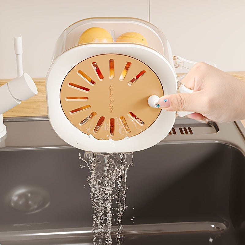 StrainSmart | 2-in-1 dubbellaagse voedselzeef & fruitmand met opvouwbaar handvat – multifunctioneel