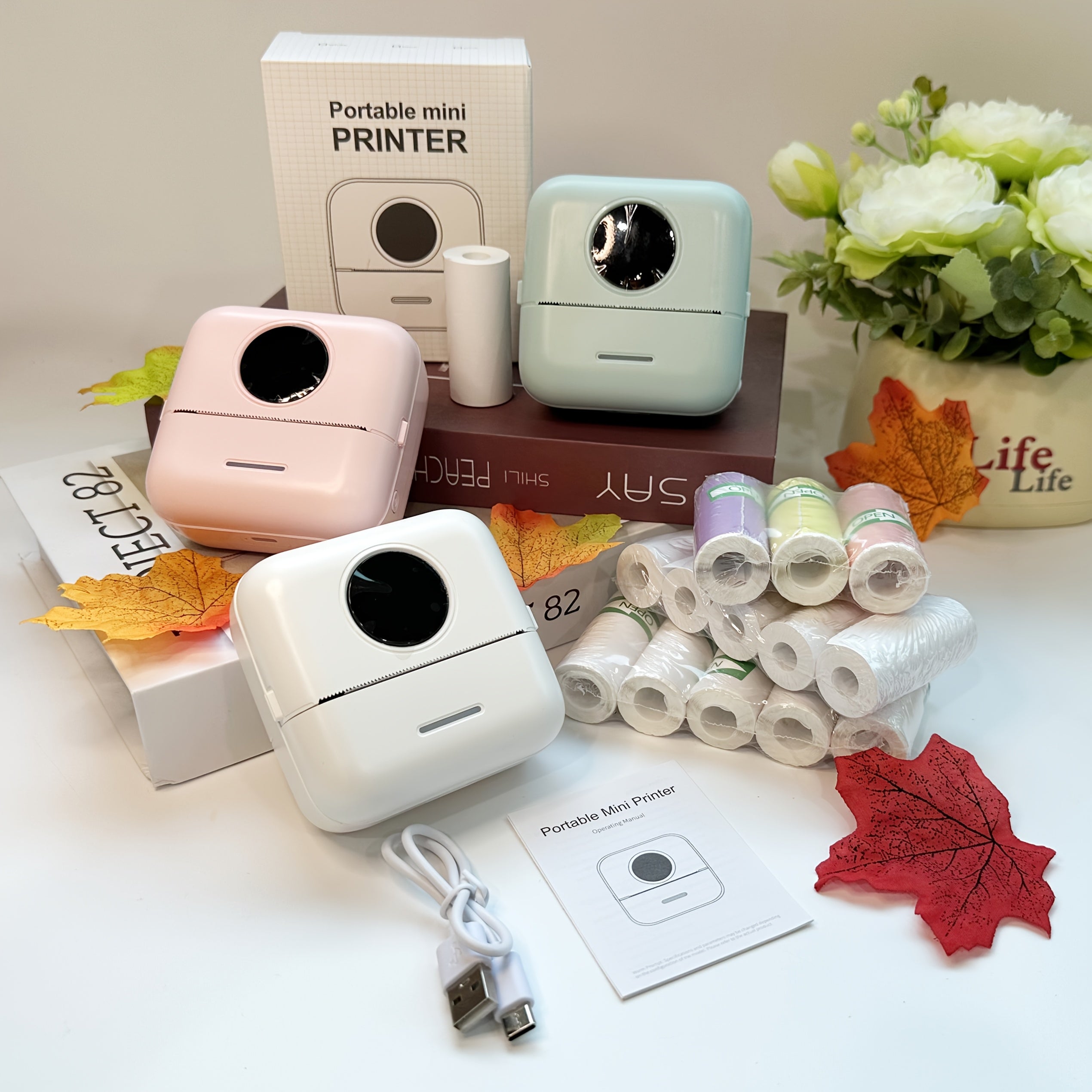 PrintMate | Mini draagbare thermische printer met 14 papierrollen – Foto- en labelafdrukken