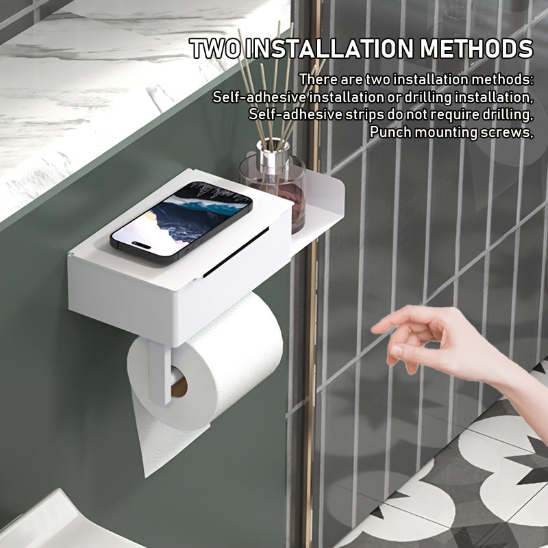 NeatHold | Moderne wandgemonteerde toiletrolhouder met opbergdoos voor doekjes en badkamerbenodigdheden