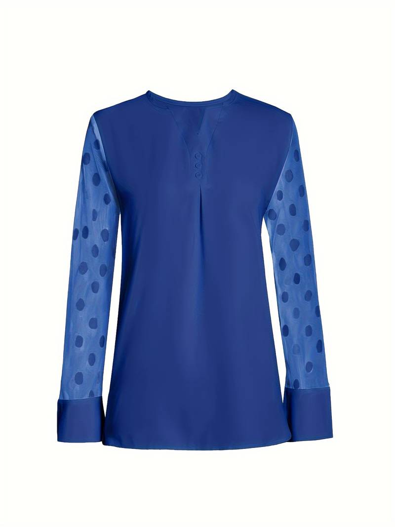 Jenia | Doorzichtige damesblouse – Chique, elegant shirt met lange mouwen van mesh