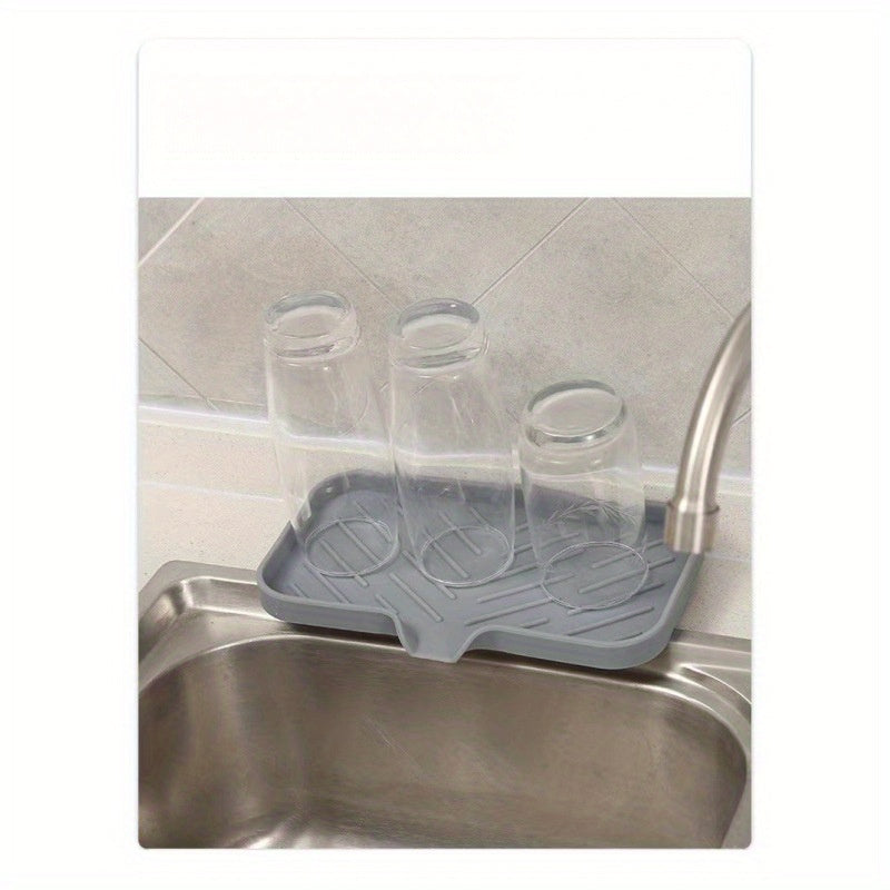 DryDeck | Sneldrogende antislipmat voor keuken- en badkamervoorbladen met afdruipuitloop, zeep- en accessoirehouder
