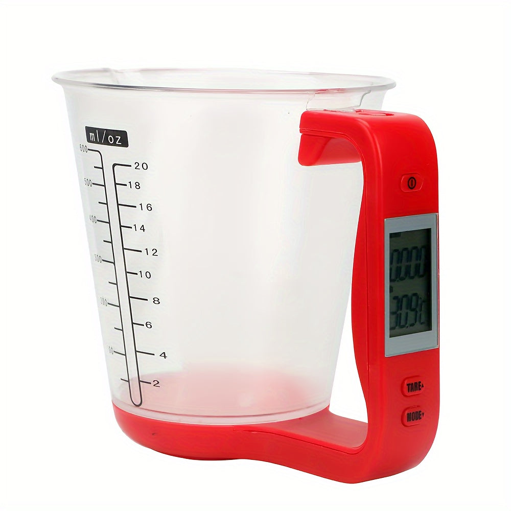 ScaleCup | Compacte digitale keukenweegschaal met LCD-scherm, precieze maatbeker, beker