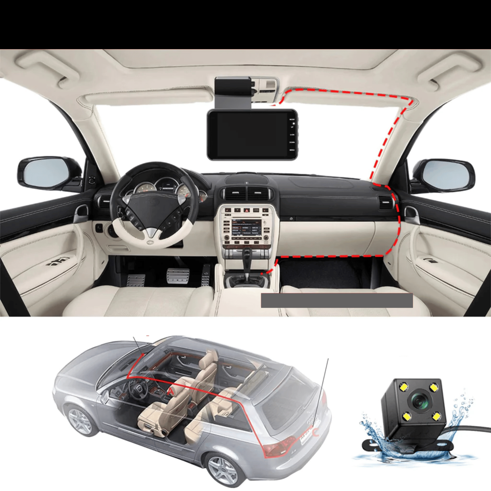 RoadPix | Compacte dashcam met scherm - 1080P Full HD autocamera, lusopname, nachtzicht, parkeermonitor