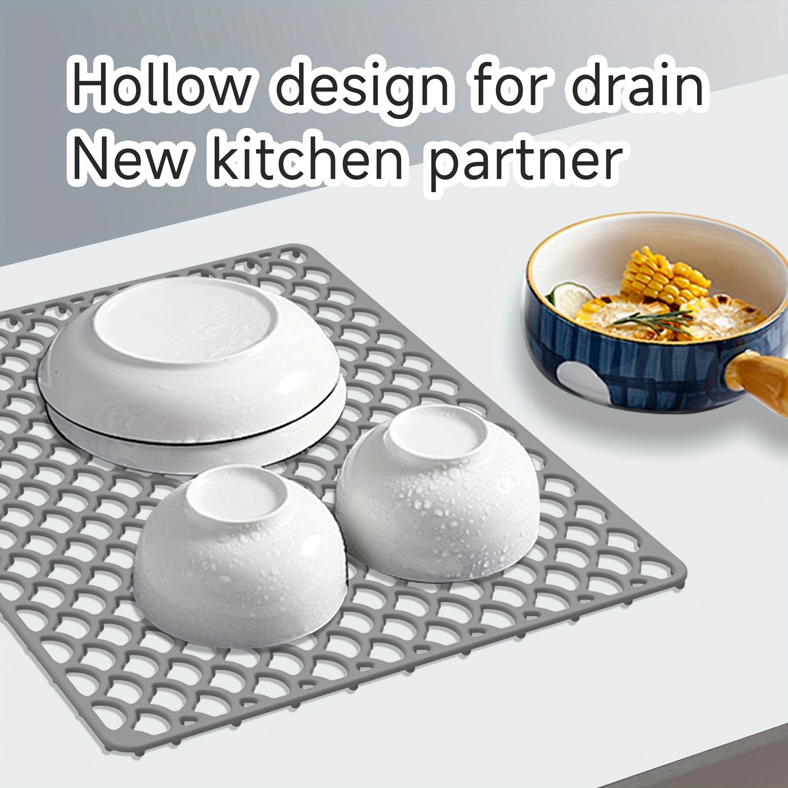 FlexMat | Antislip siliconen gootsteenmat met afvoer en filtergaas