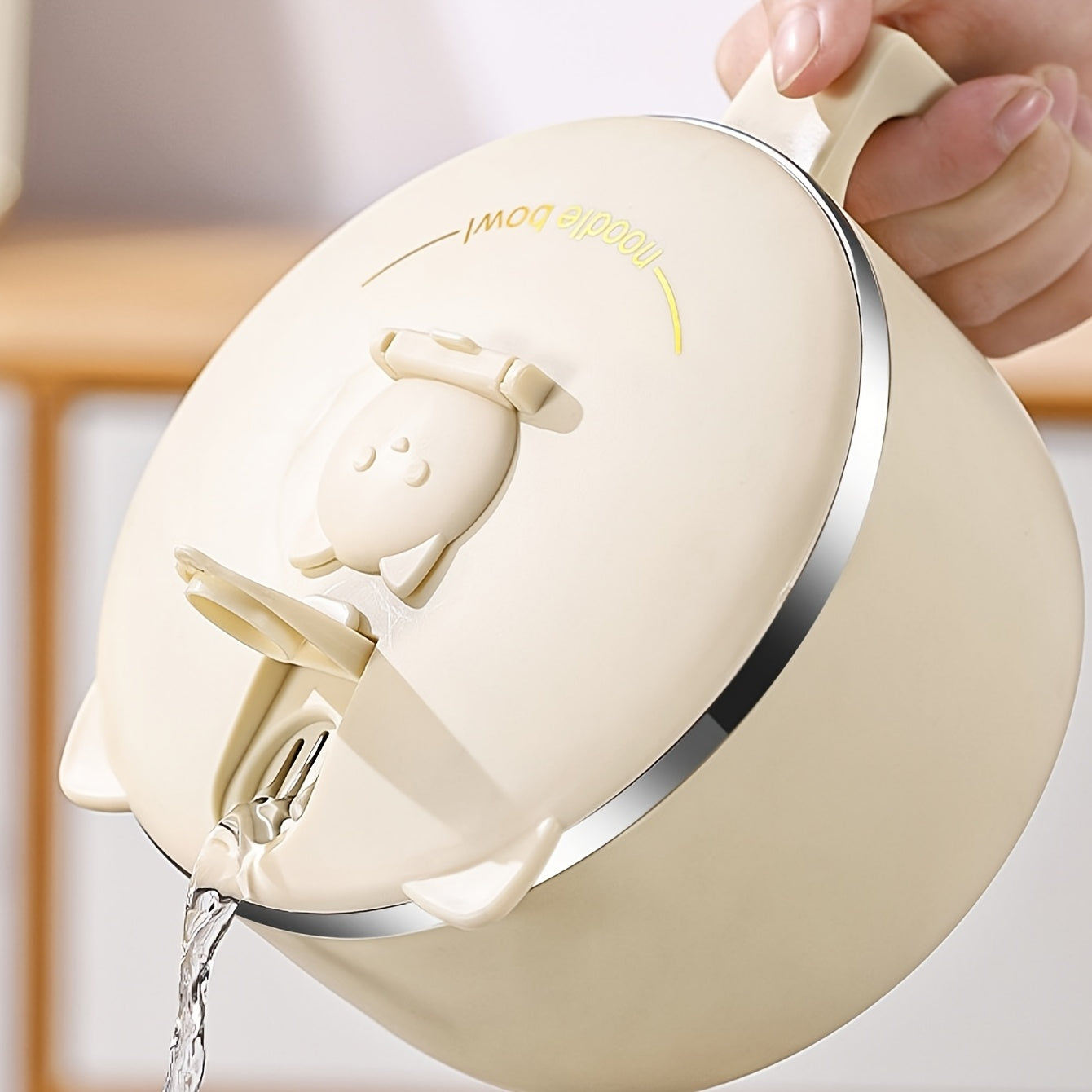 Bowluxe | 1300 ml roestvrijstalen noedelkom met deksel – geïsoleerde soep- en voedselcontainer