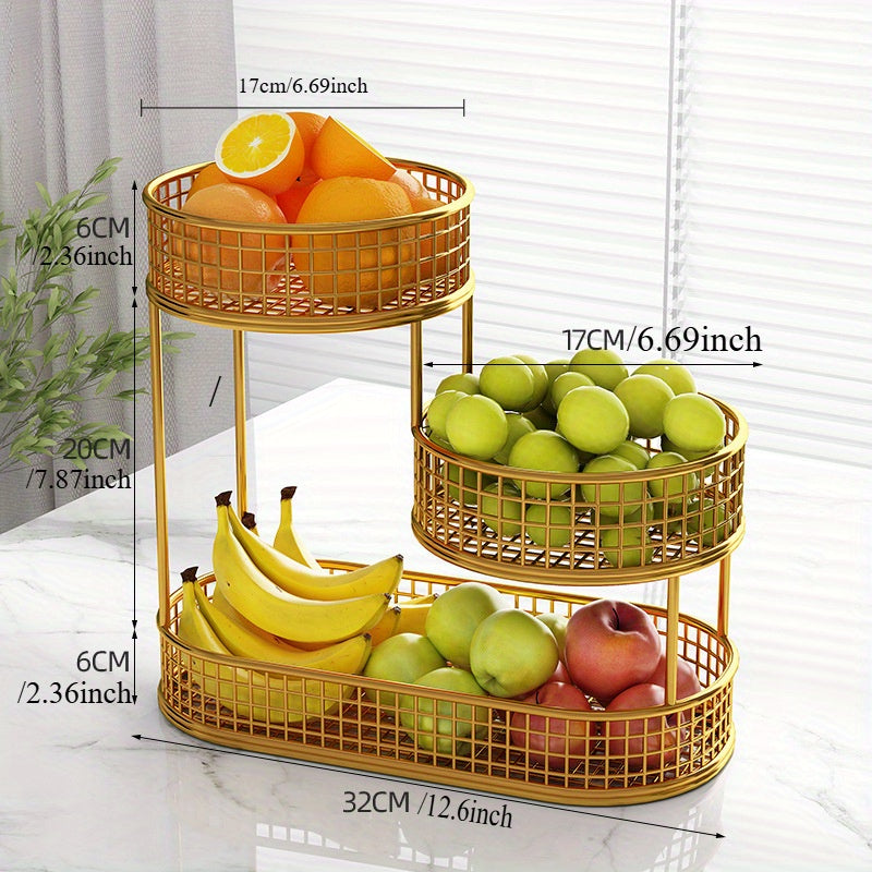 GrandNest | Metalen fruitmand met meerdere etages - grote snackhouder voor keuken en koffietafel