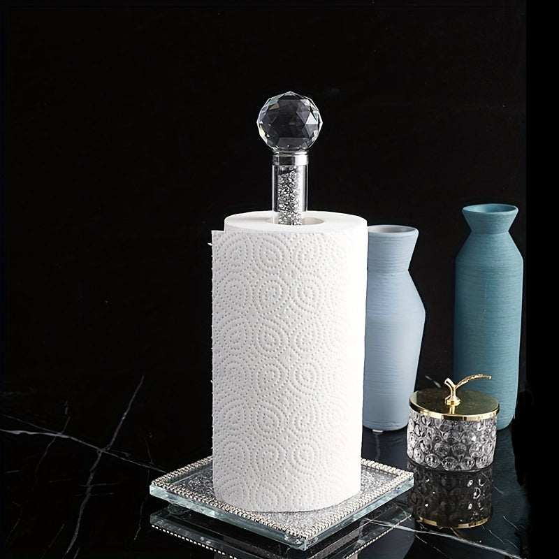 CrystalGrip | Sprankelende kristallen keukenrolhouder – Elegante papieren handdoekhouder voor aanrechtbladen