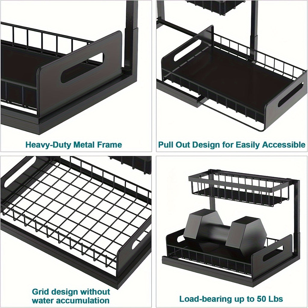GlideShelf | Uittrekbare Organizer Onder de Spoelbak – Metalen Schuifplanken