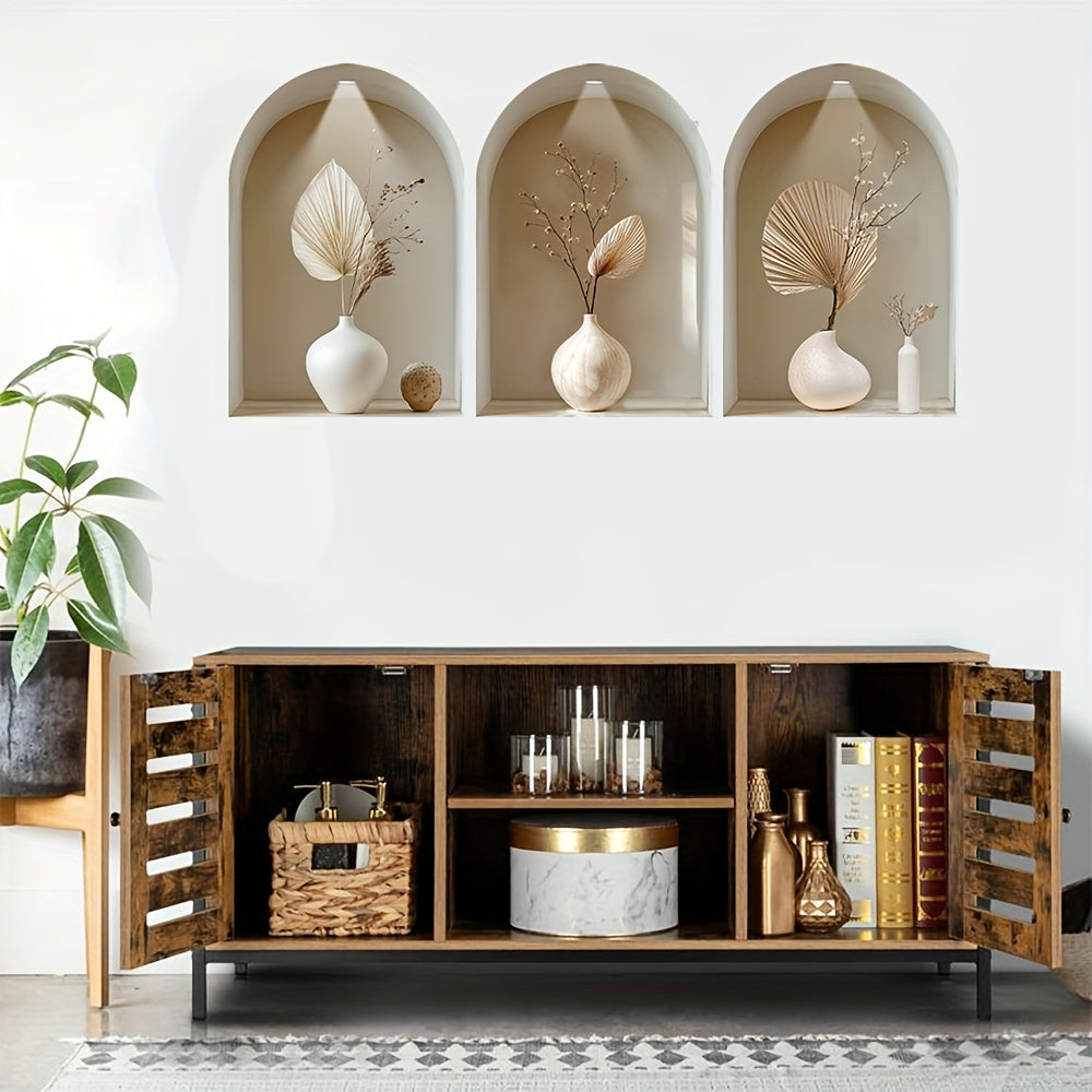 BloomVista | 3-delige Boogvormige Raam Wandstickers – Moderne Minimalistische Wanddecoratie