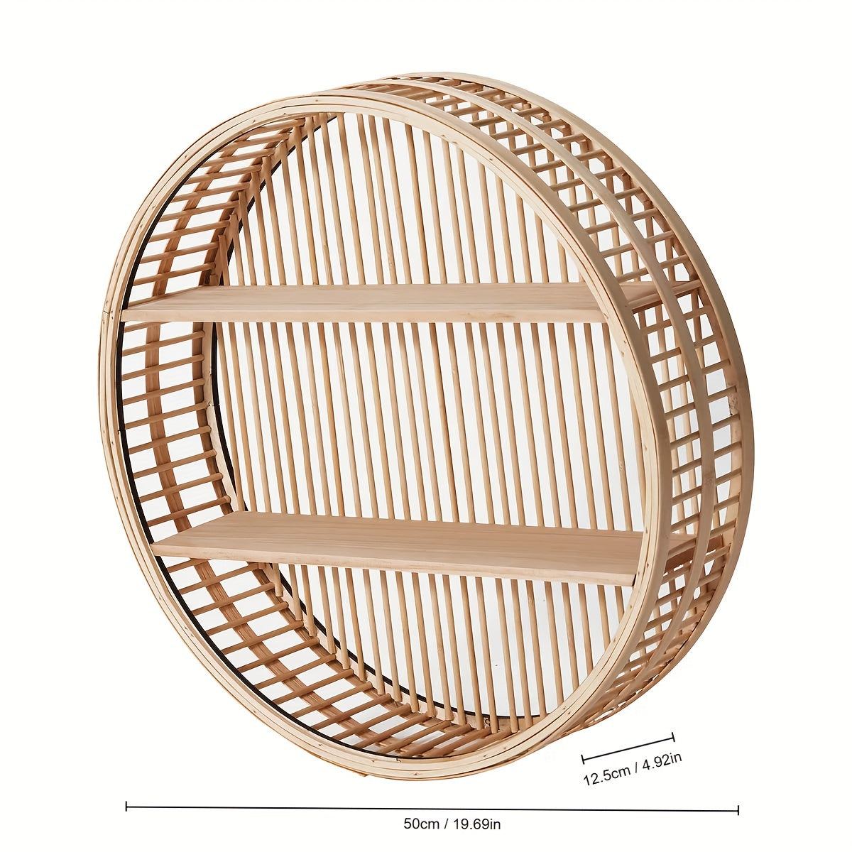 VibeNook | Boho handgemaakte bamboe wandplanken - Zwevende ronde plank