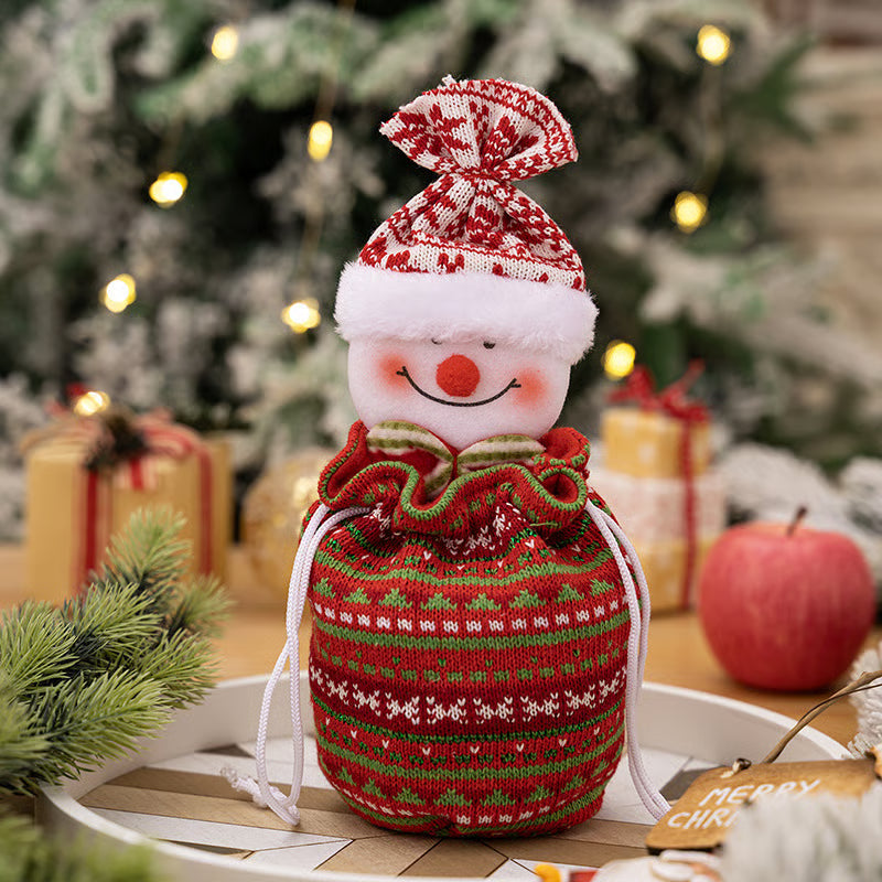 YulePal | Gebreide kerstcadeauzak met pop – Decoratieve kerstcadeauzak voor kinderen, thuis en feestdagen