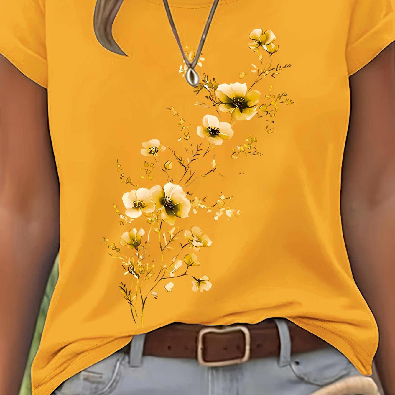 Naya | Zomer-T-shirt voor dames – Casual, lichtgewicht top met bloemenmotief in aquarelstijl