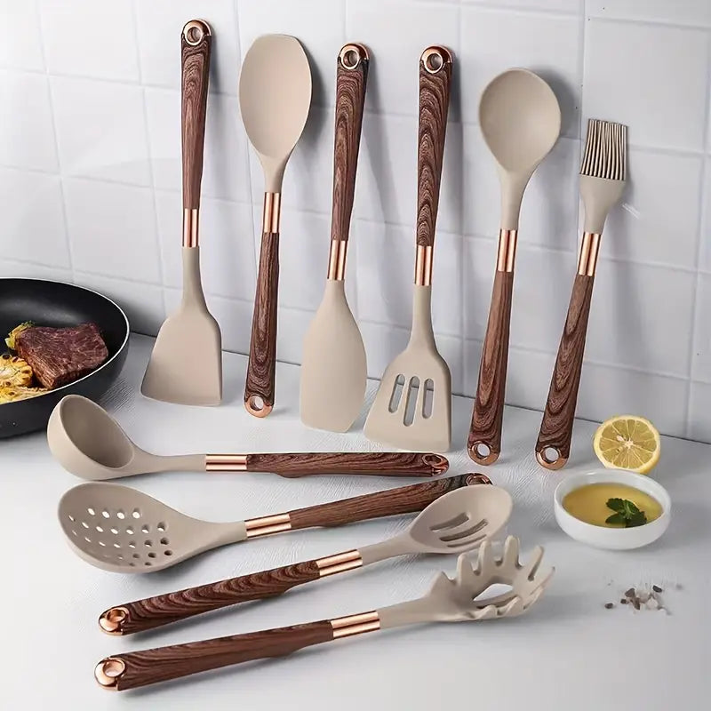 CookLuxe | 10-delige elegante siliconen keukenset - antiaanbak, hittebestendig kookgereedschap