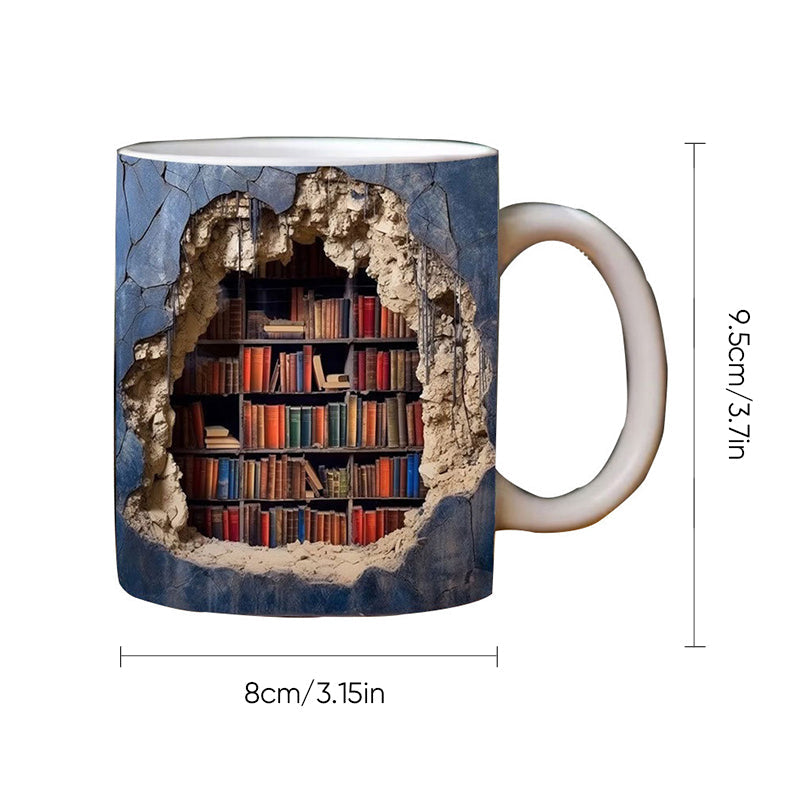 SteepStory | 3D boekenplank mok - Keramische koffiekop, boek Lover Gift