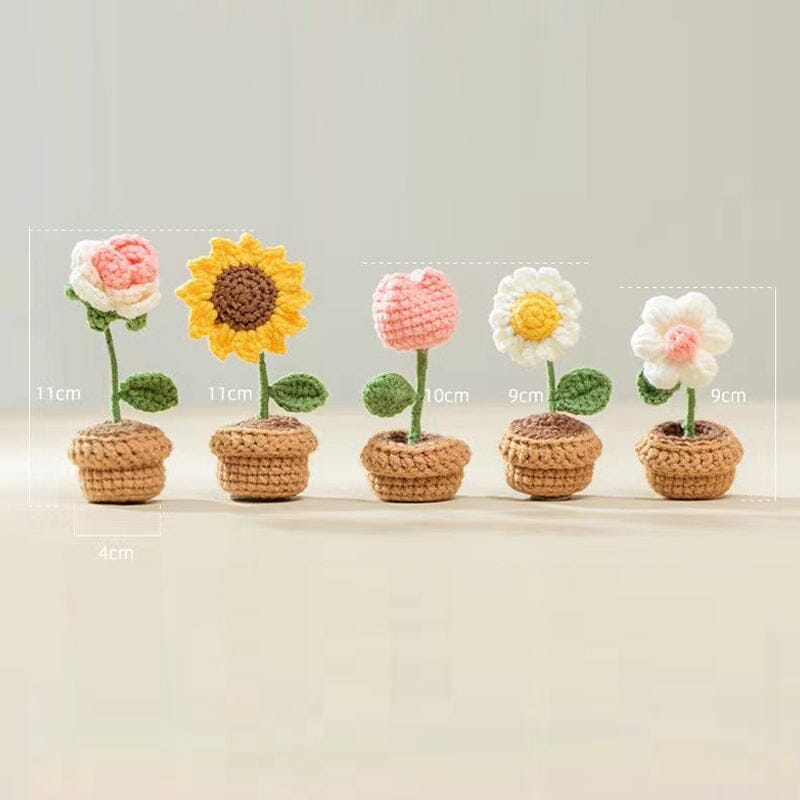 BloomKnot | Handgemaakte gehaakte bloem in pot – Decoratieve gebreide bloem, decoratie voor thuis