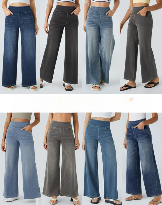 Rexina | Dames high-waisted wijde jeans – Comfortabele stretchdenim, trendy losvallende casual broek