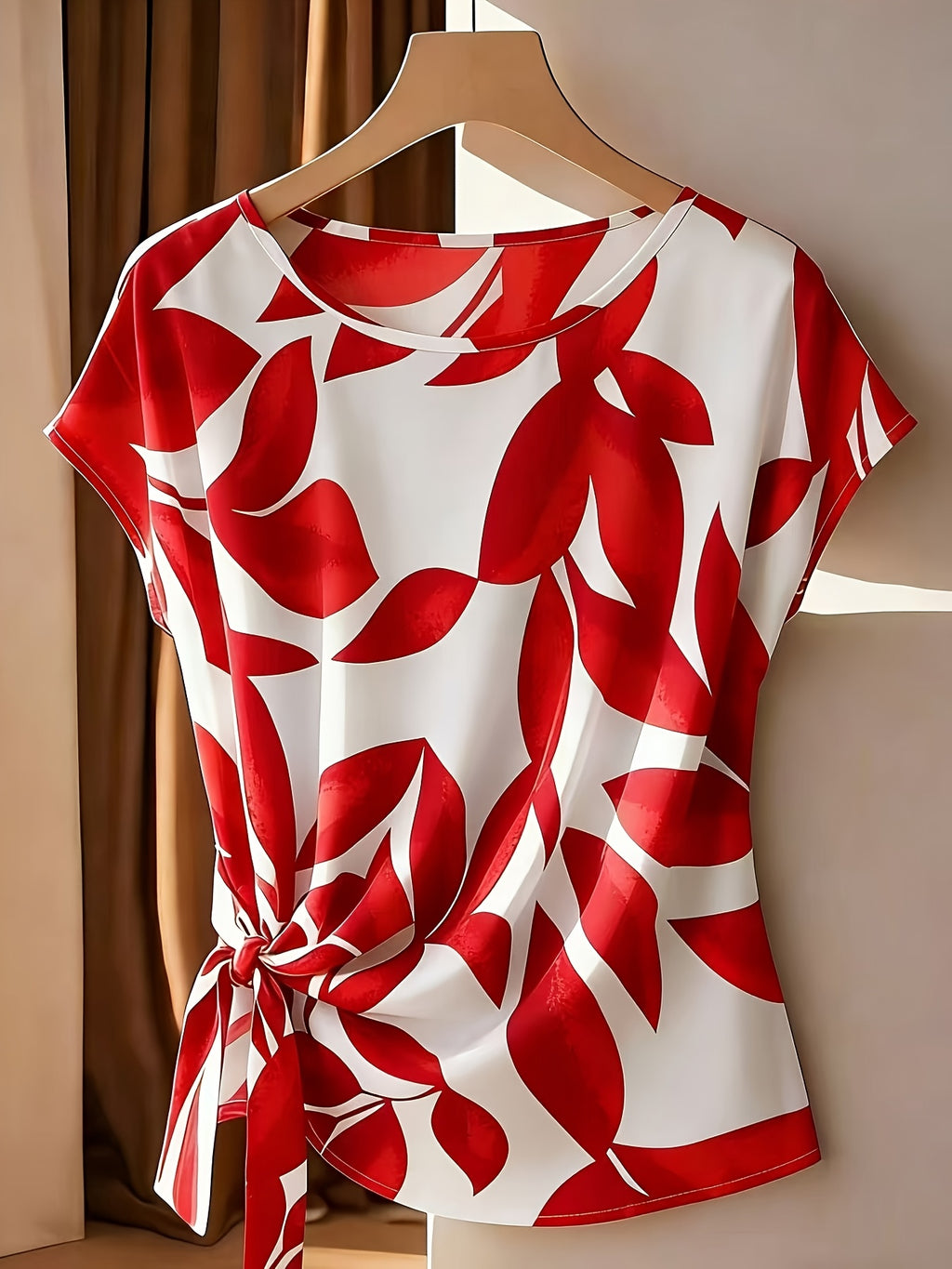 Mirell | Casual-elegante damestop – Blouse met print, ronde hals en lange mouwen