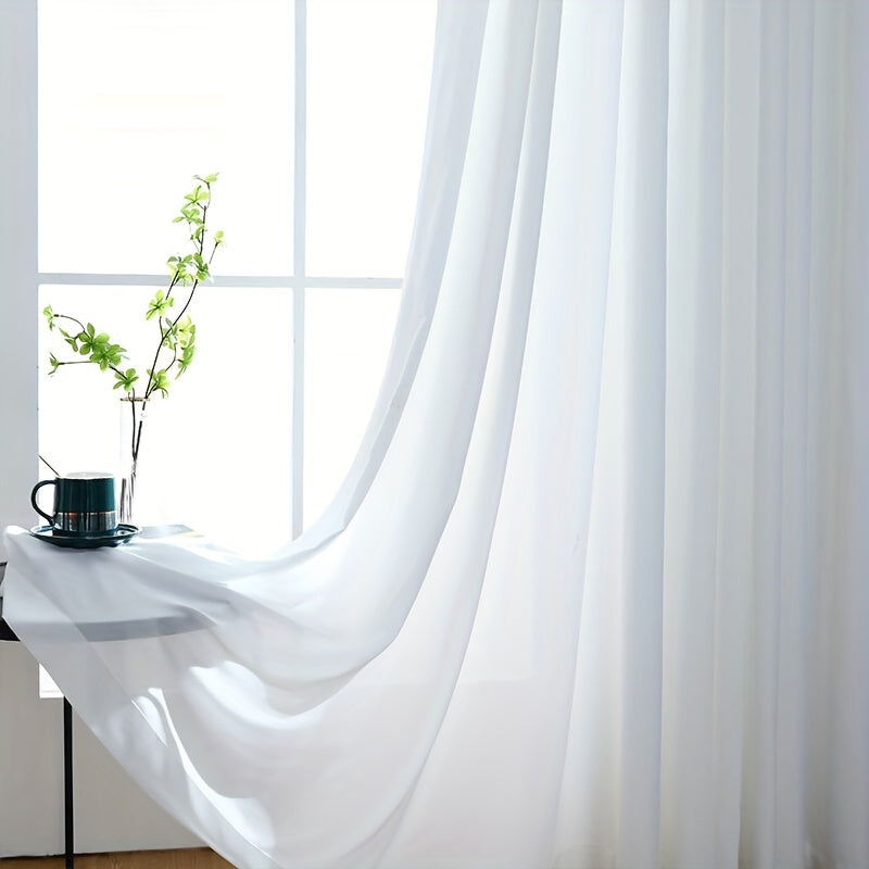 SheerDrape | Wit chiffon semi-transparant gordijn - Zachte tule gordijnen voor thuisdecoratie