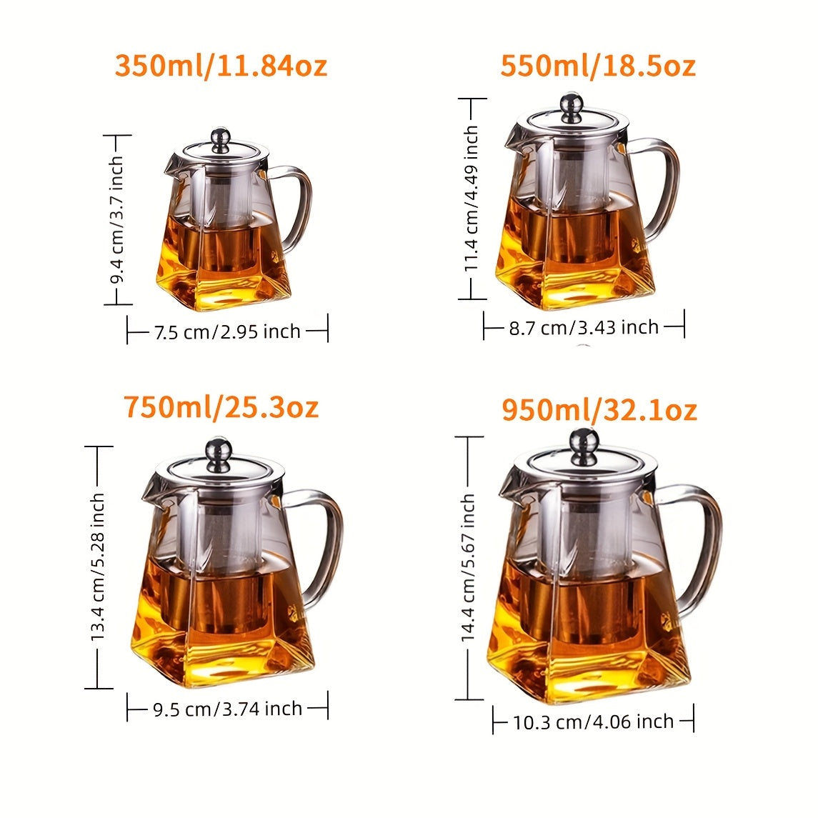 Infuso | Dikke hittebestendige glazen theepot met roestvrijstalen filter, kruiden- en bloementhee