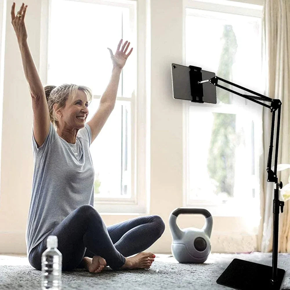 FoldiBase | 360° flexibele, opvouwbare en verstelbare vloerstandaard voor iPad en tablet