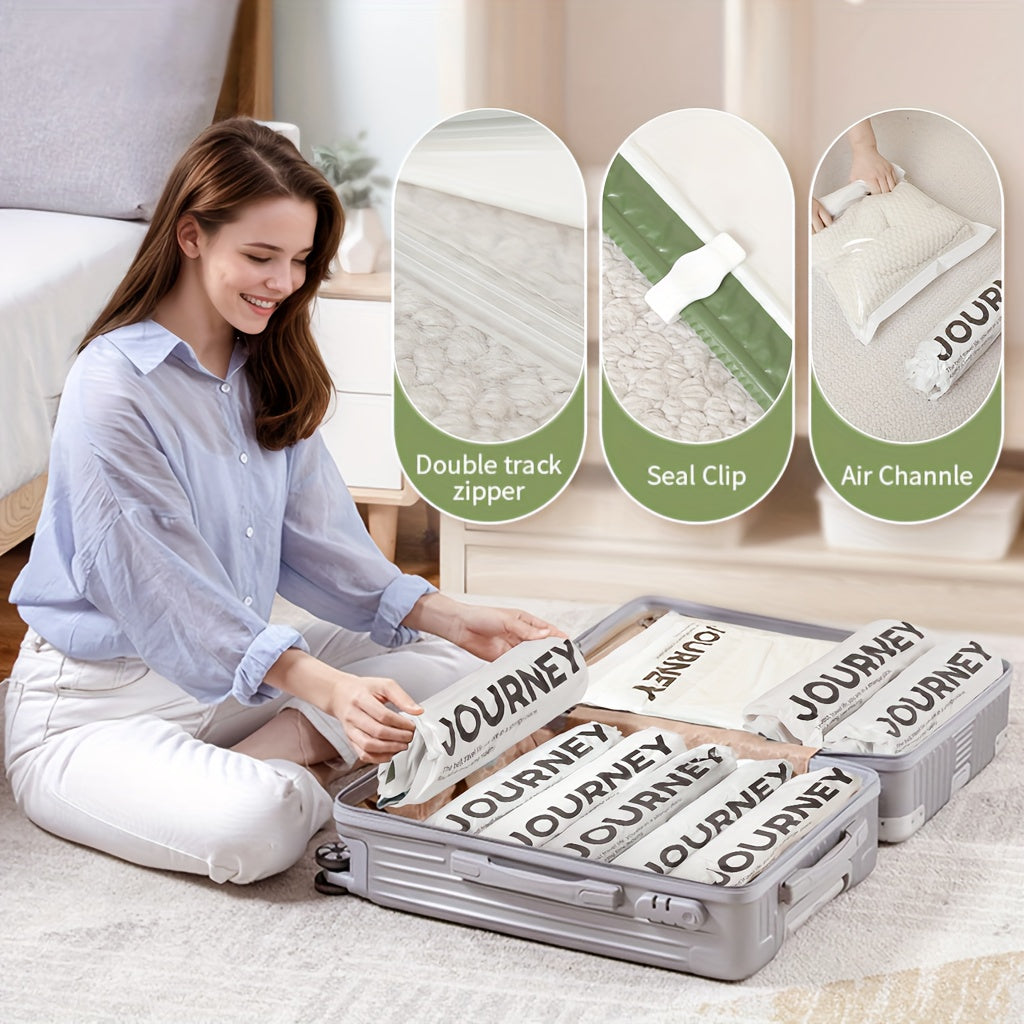 VacuRoll | 2-delige Handmatige Rol Vacuüm Opbergzakken – Reis Compressiezakken Zonder Pomp