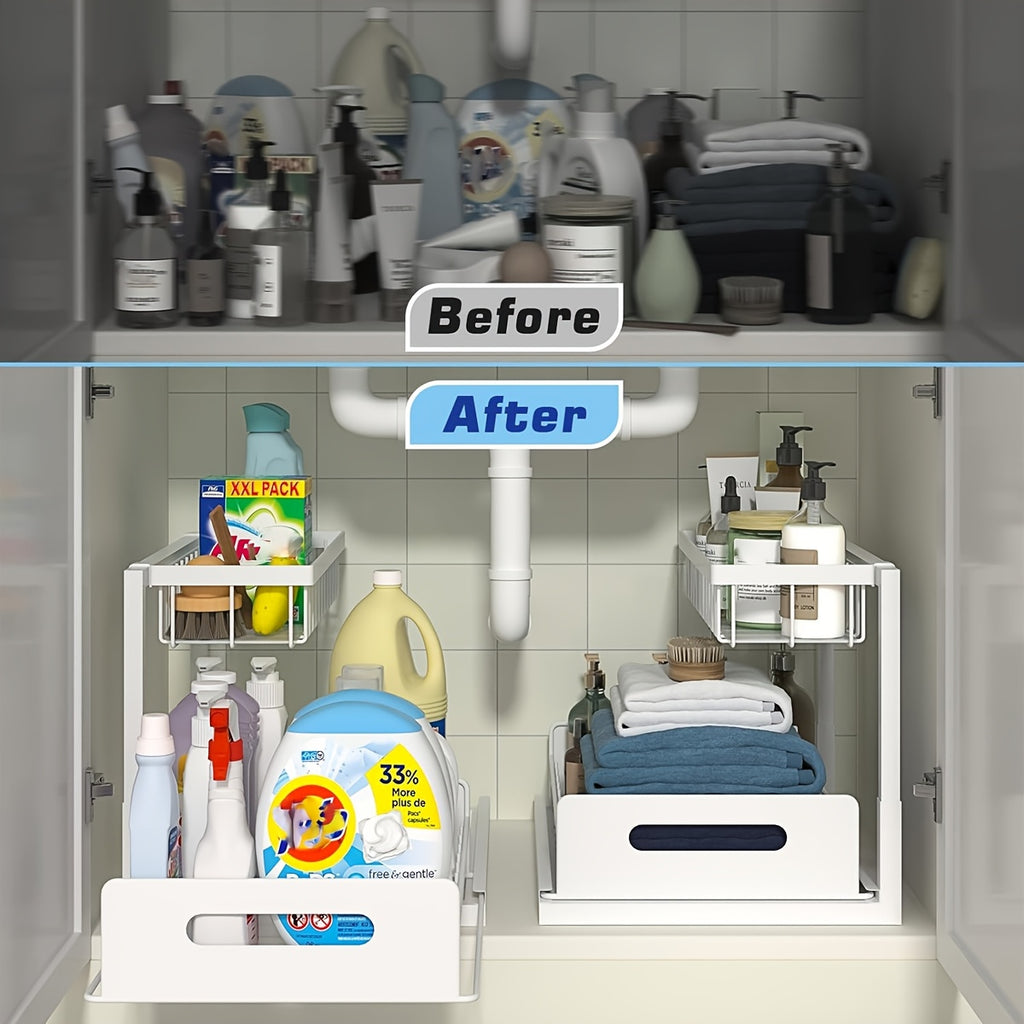 GlideShelf | Uittrekbare Organizer Onder de Spoelbak – Metalen Schuifplanken