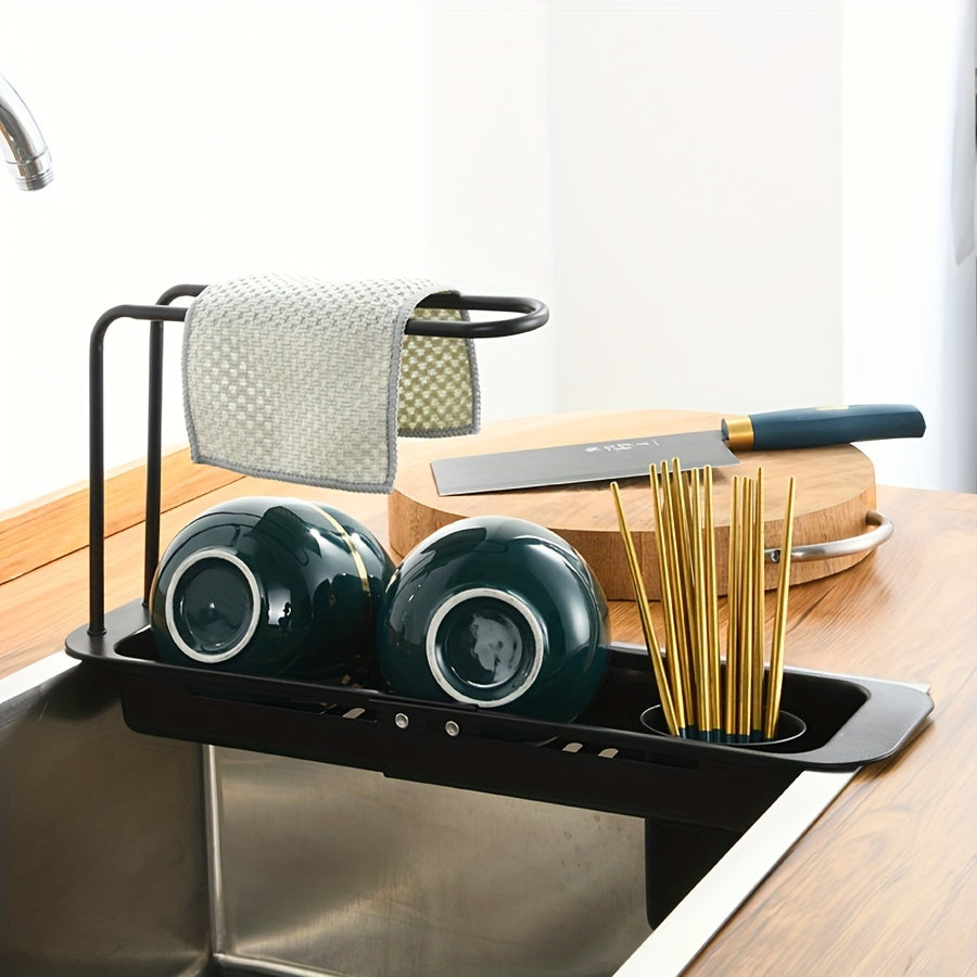 SinkSaver | Verstelbare roestvrij stalen keuken gootsteen organiser - Ruimtebesparende opslag voor sponzen