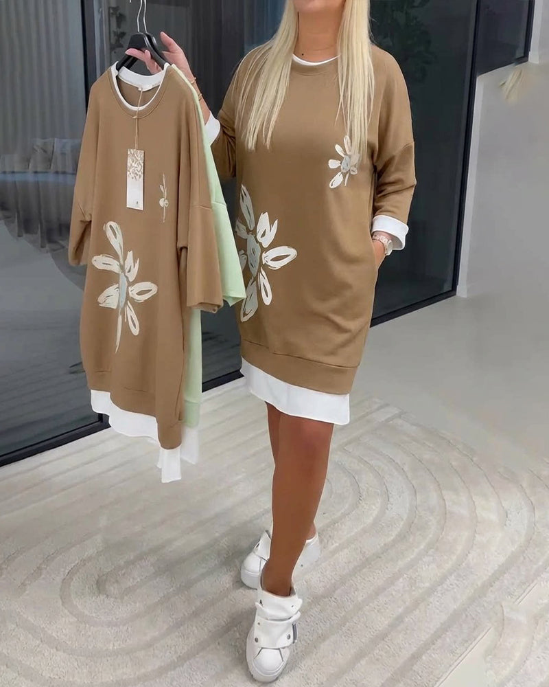 Arlira | Casual Jurk – 3/4 Mouwen, 2-Lagen Design, Comfortabel & Stijlvol