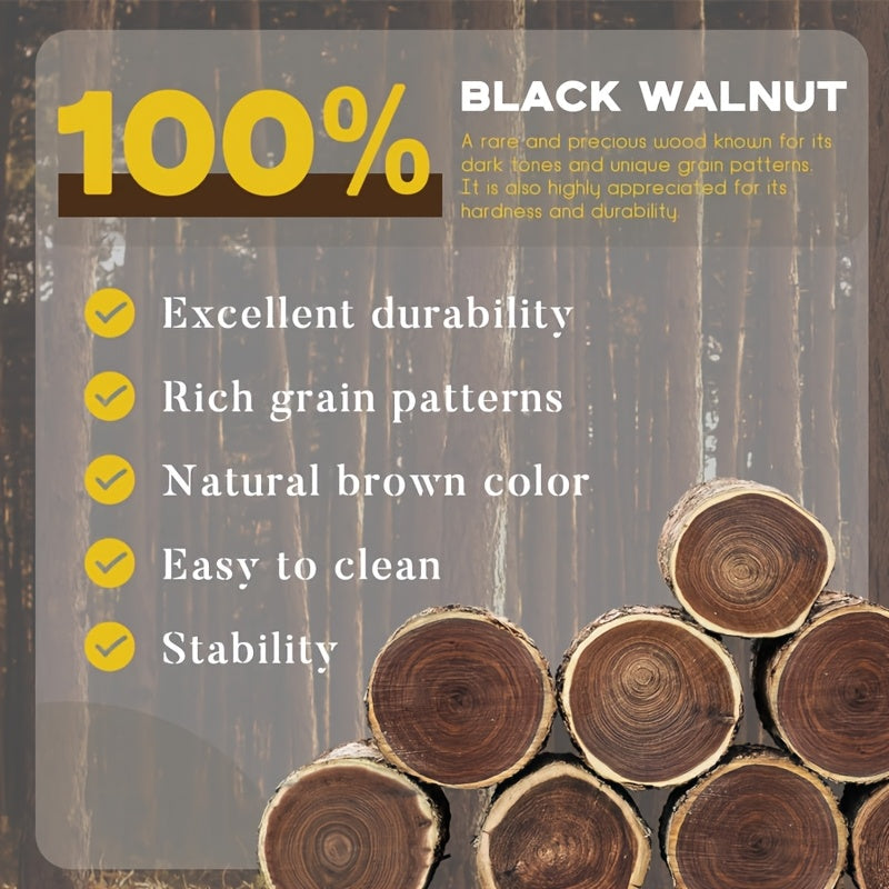 Coastique | 6 stuks ronde onderzetters van zwart walnotenhout met opbergbasis, massief houten geïsoleerde