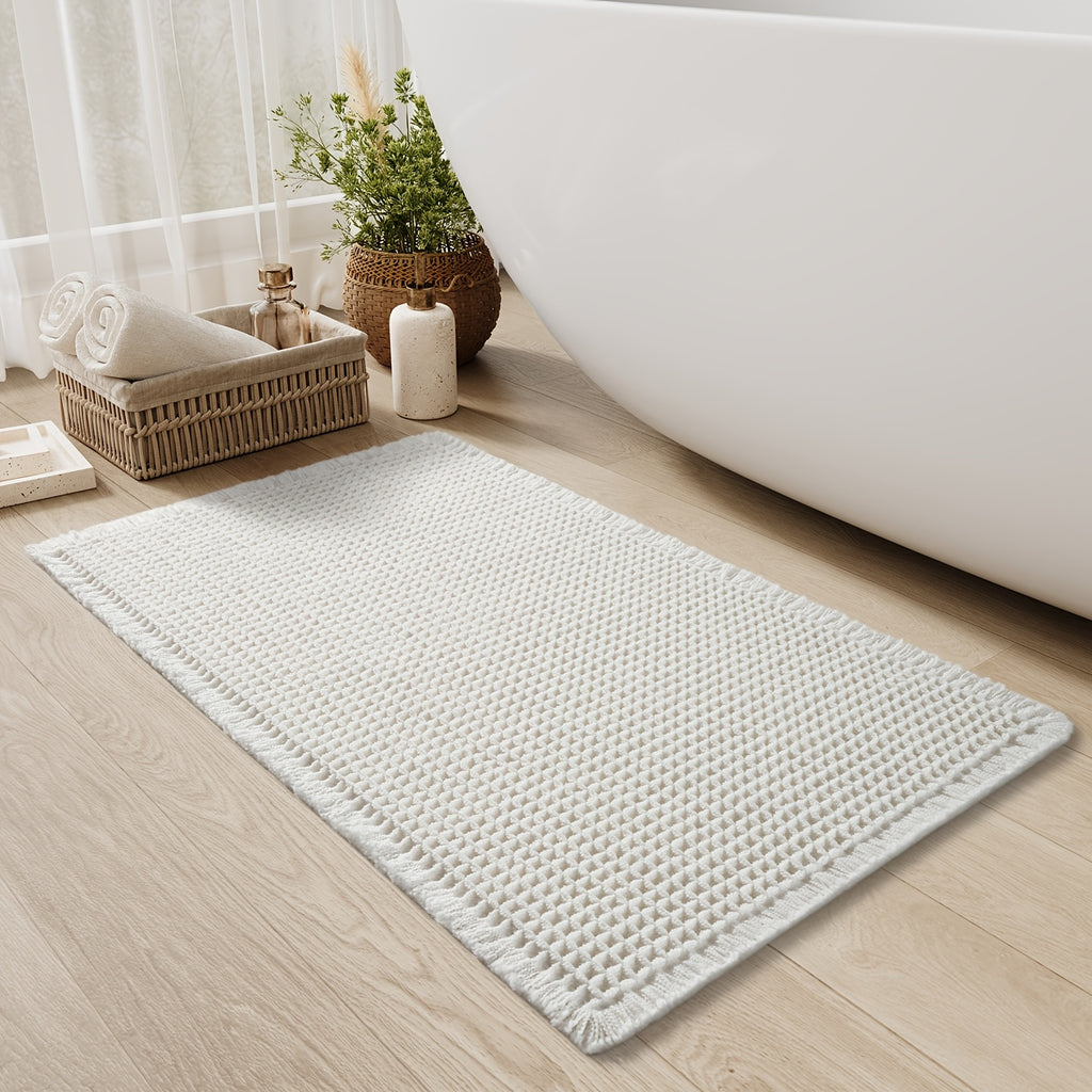 AbsorbEase | Ultra-absorberende wafelbadmat met kwastjes - antislipmat