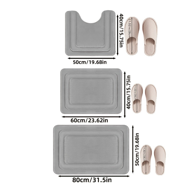 BathNest | 3-delige badkamermat van traagschuim – zacht, absorberend en antislip