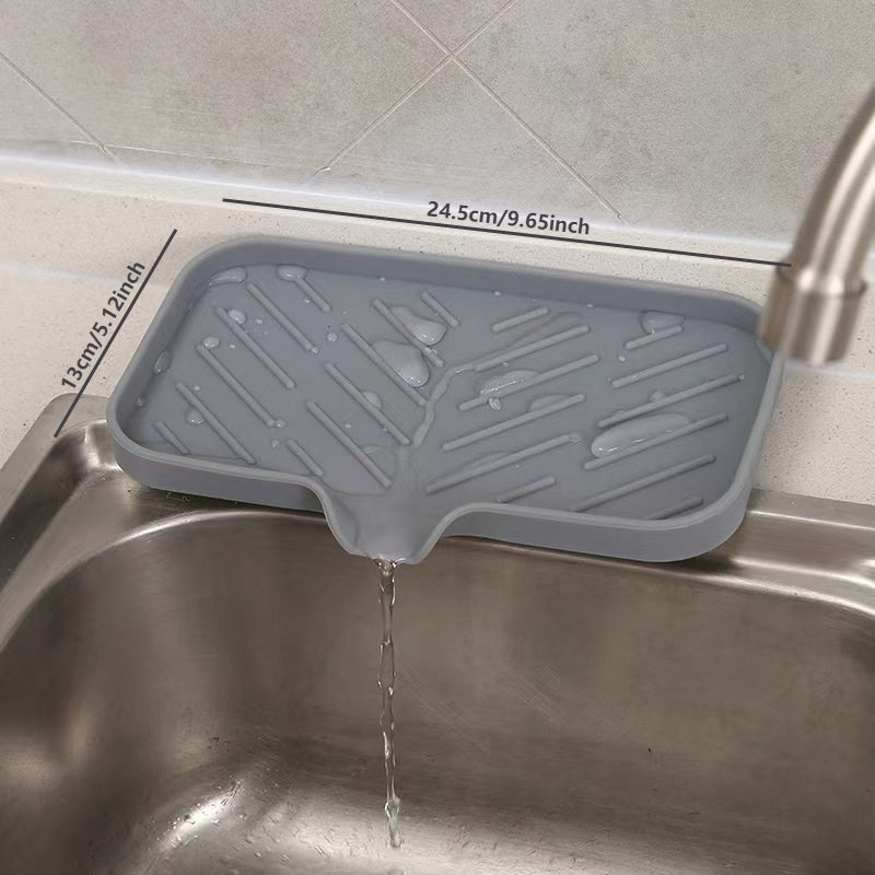 DryDeck | Sneldrogende antislipmat voor keuken- en badkamervoorbladen met afdruipuitloop, zeep- en accessoirehouder