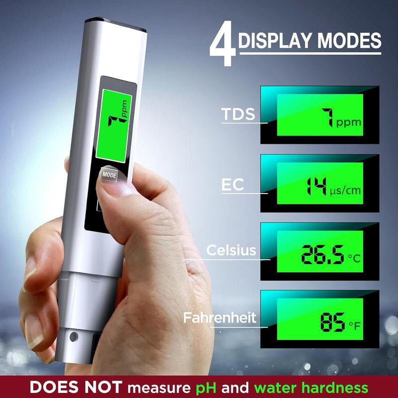 AquaScan | 4-in-1 digitale waterkwaliteitsmeter – TDS-, EC-, PPM- en temperatuurmeter