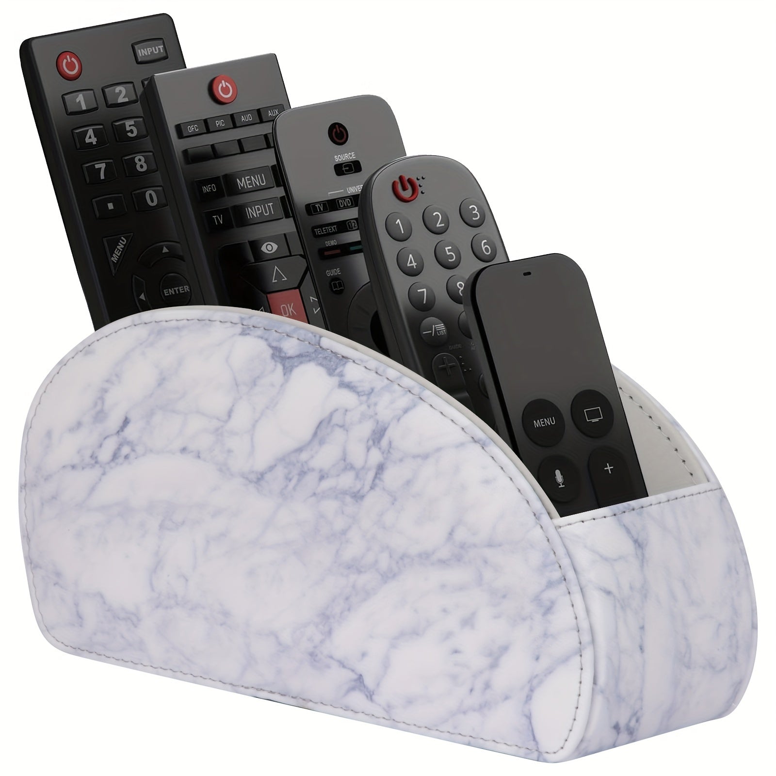 ControlCradle | PU lederen houder met 5 compartimenten voor afstandsbedieningen - bureau-organizer voor tv, kantoor of woonkamer - multifunctionele opslag